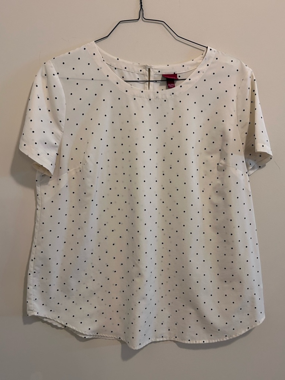 Merona‎ Cream Short Sleeve Polka Dot Blouse